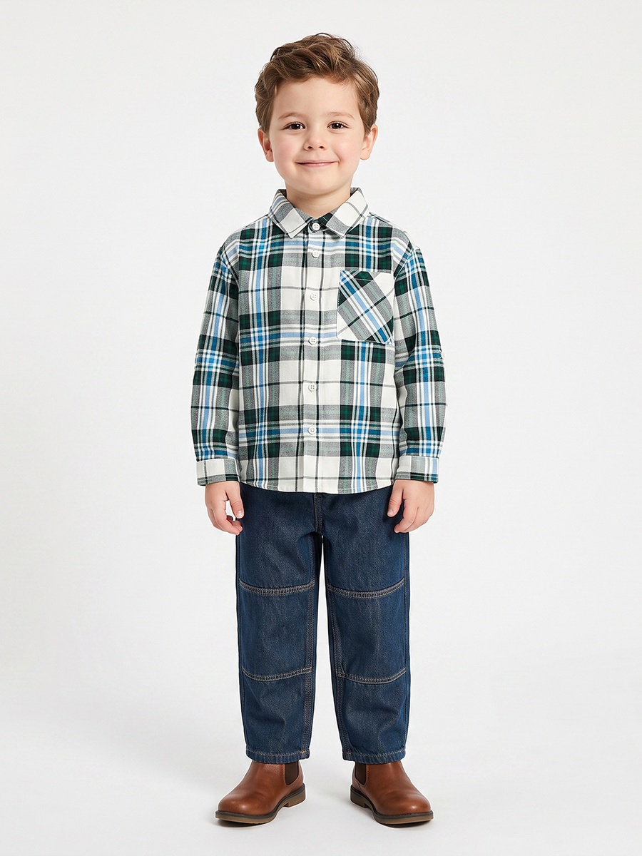 Long Sleeves Shirt with Checked Design