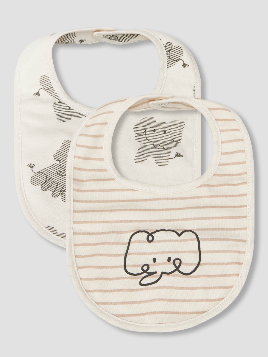 Pack of 2 Baby Bib with Elephant Print