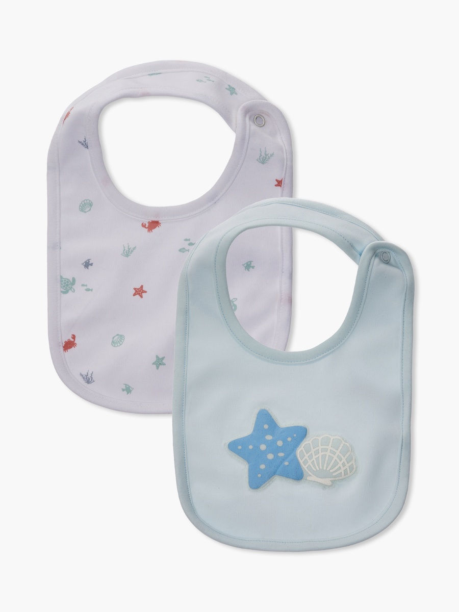 Pack of 2 Baby Bib with Aquatic Print