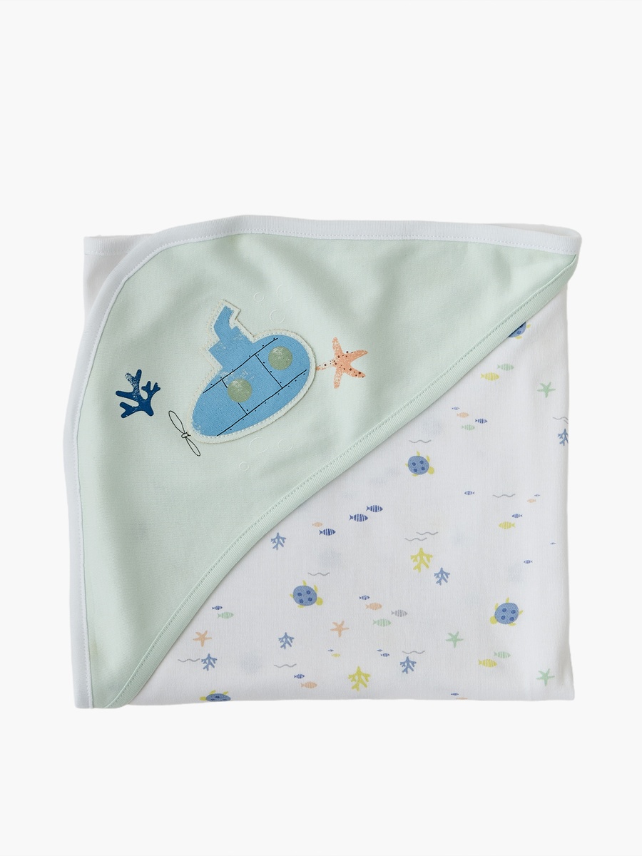Cotton Underwater Print Receiving Blanket