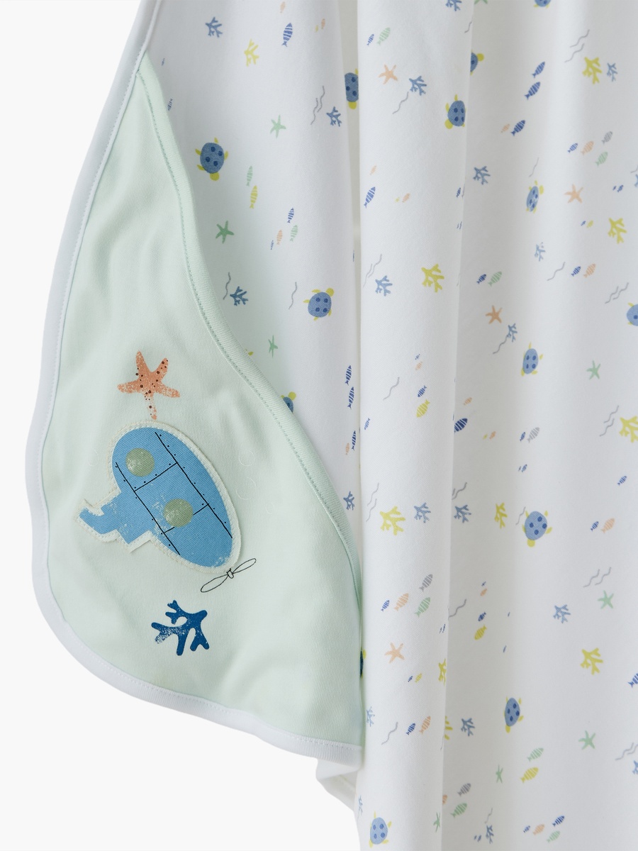 Cotton Underwater Print Receiving Blanket