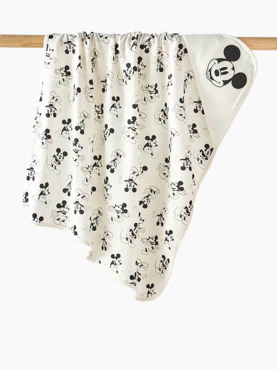 Cotton Mickey Mouse Print Hooded Receiving Blanket