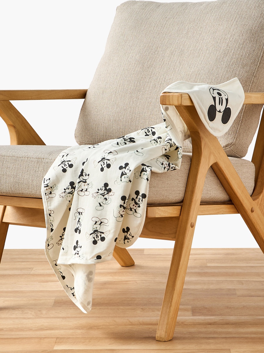 Cotton Mickey Mouse Print Hooded Receiving Blanket