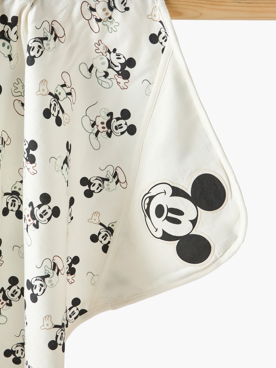 Cotton Mickey Mouse Print Hooded Receiving Blanket