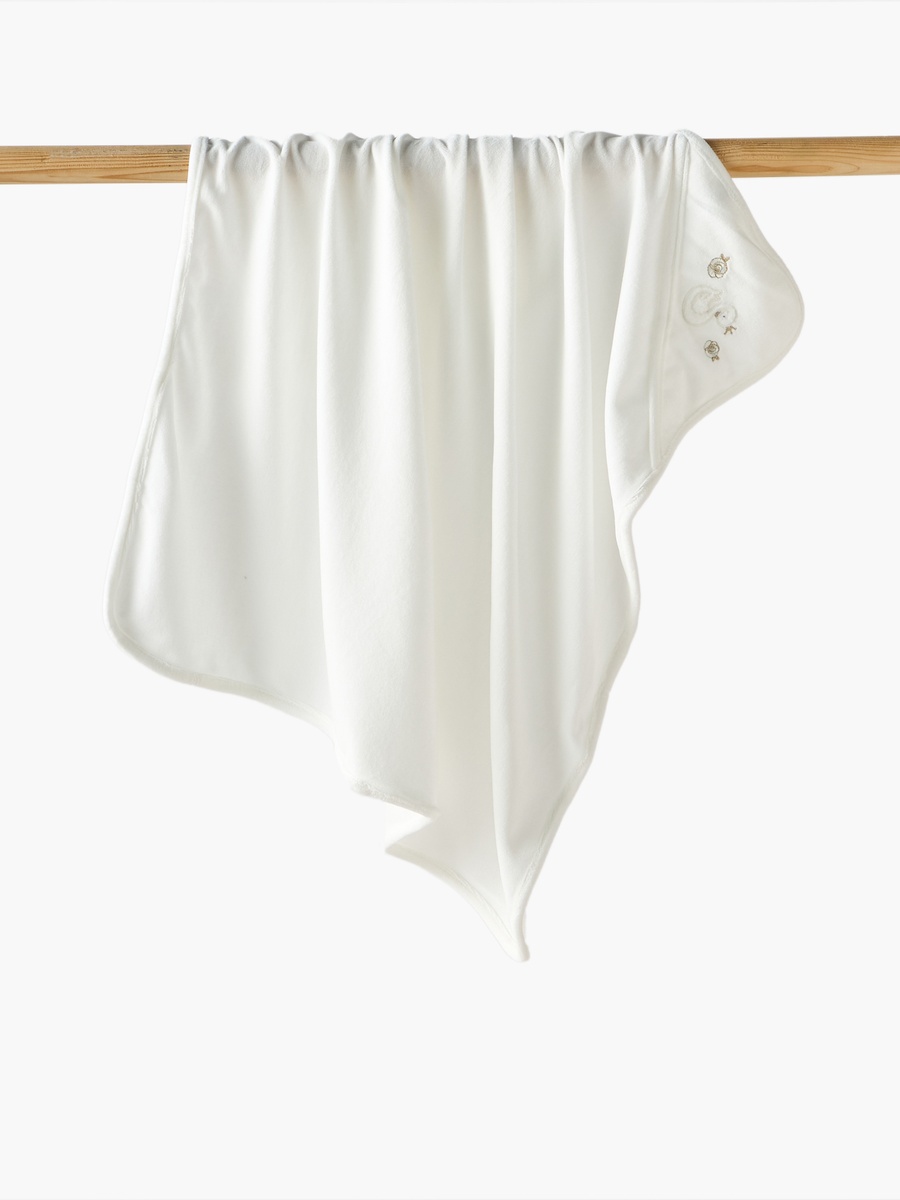 Cotton Embroidered Hooded Receiving Blanket