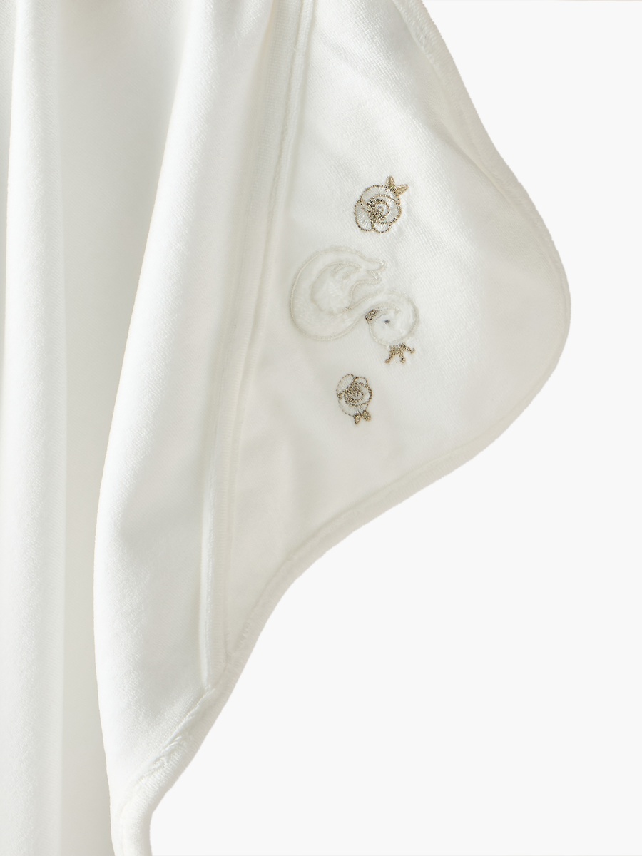 Cotton Embroidered Hooded Receiving Blanket
