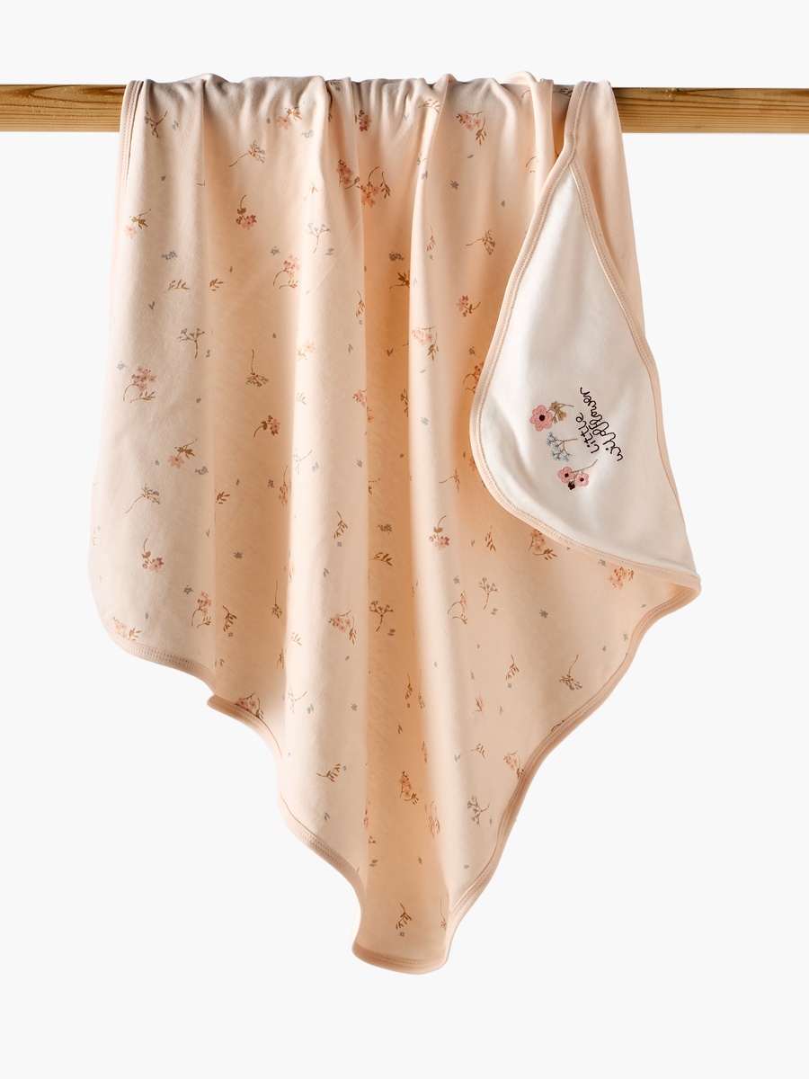 Cotton Floral Print Hooded Receiving Blanket