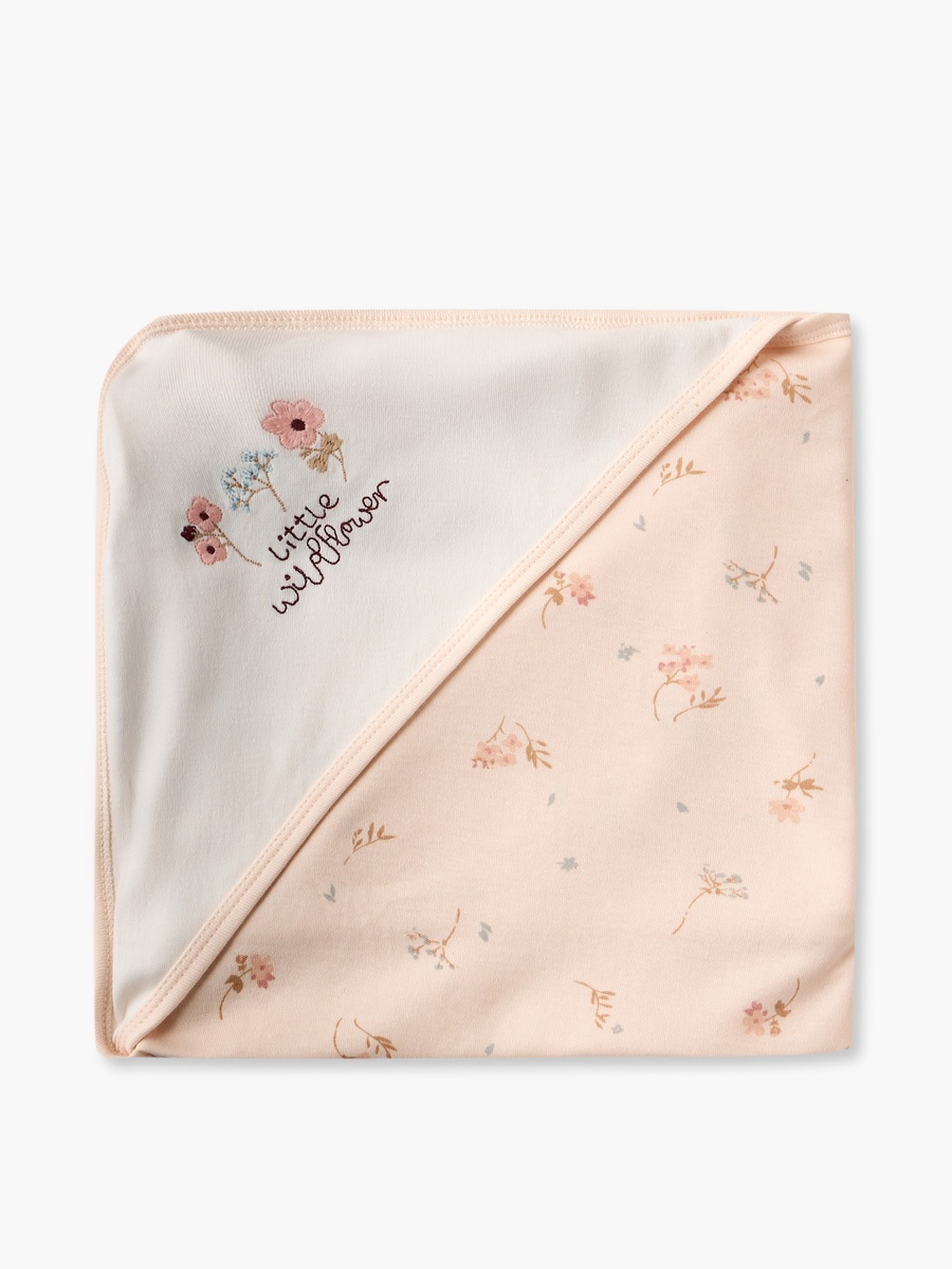 Cotton Floral Print Hooded Receiving Blanket