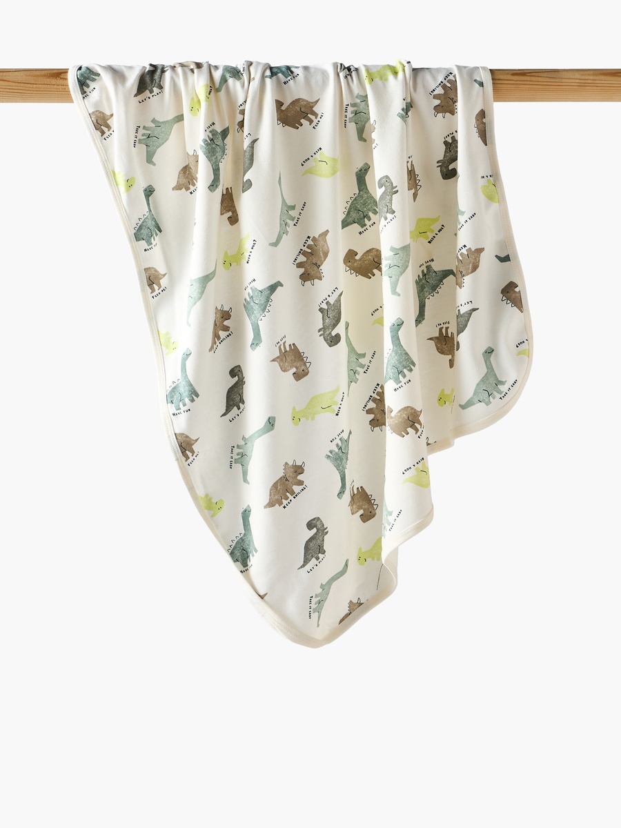 Cotton Dinosaur Print Receiving Blanket