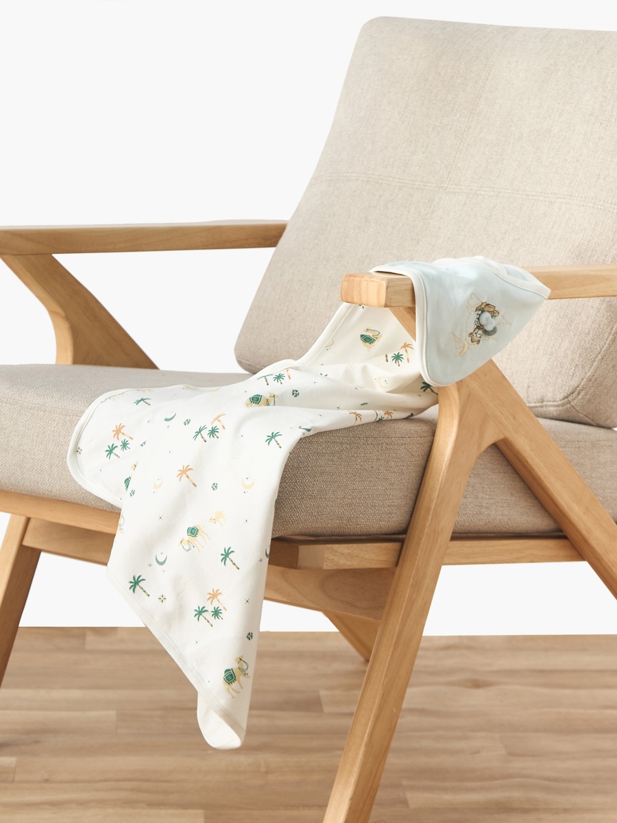 Cotton Desert Print Hooded Receiving Blanket