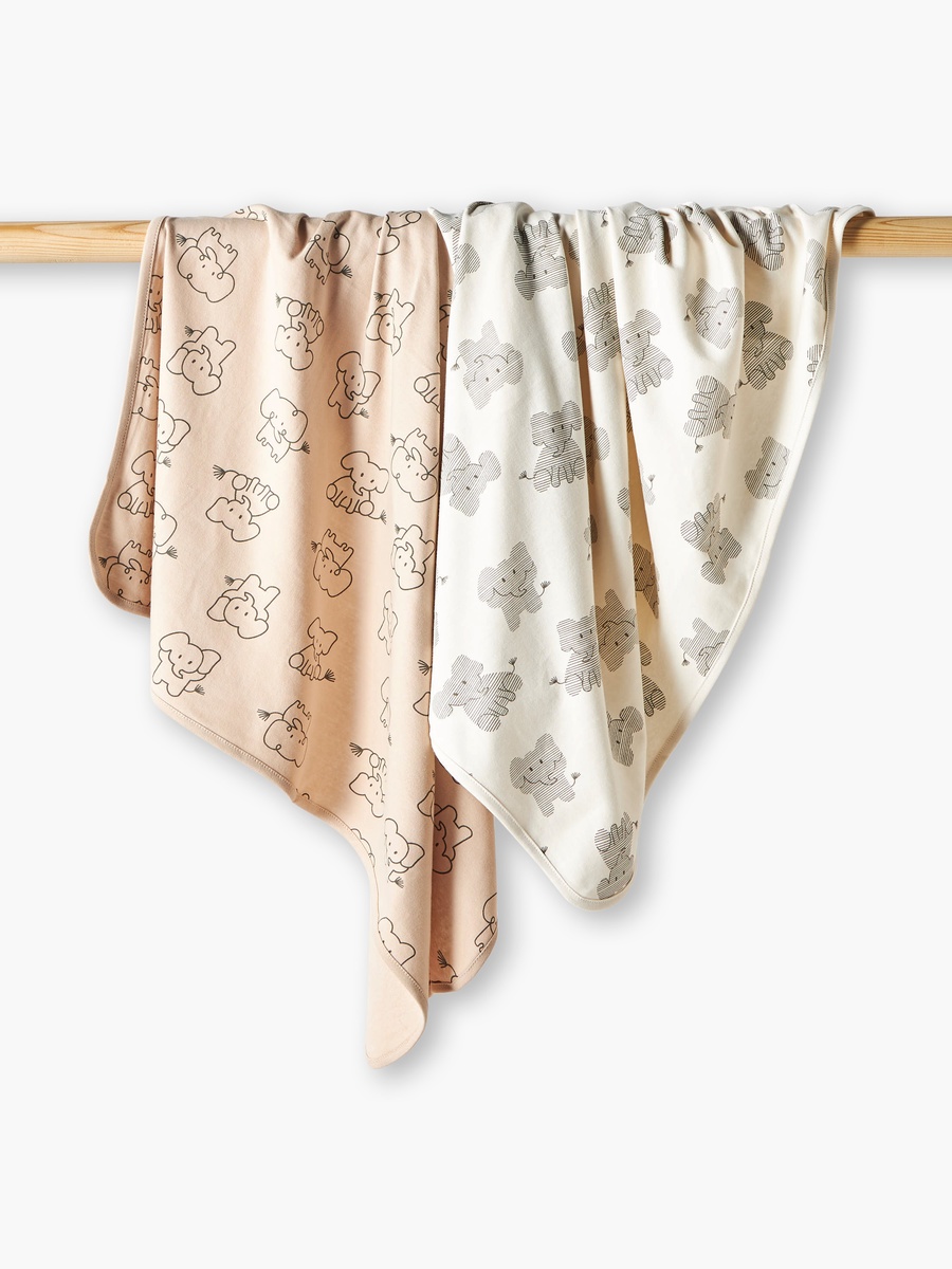 Pack of 2 Receiving Blanket with Elephant Print