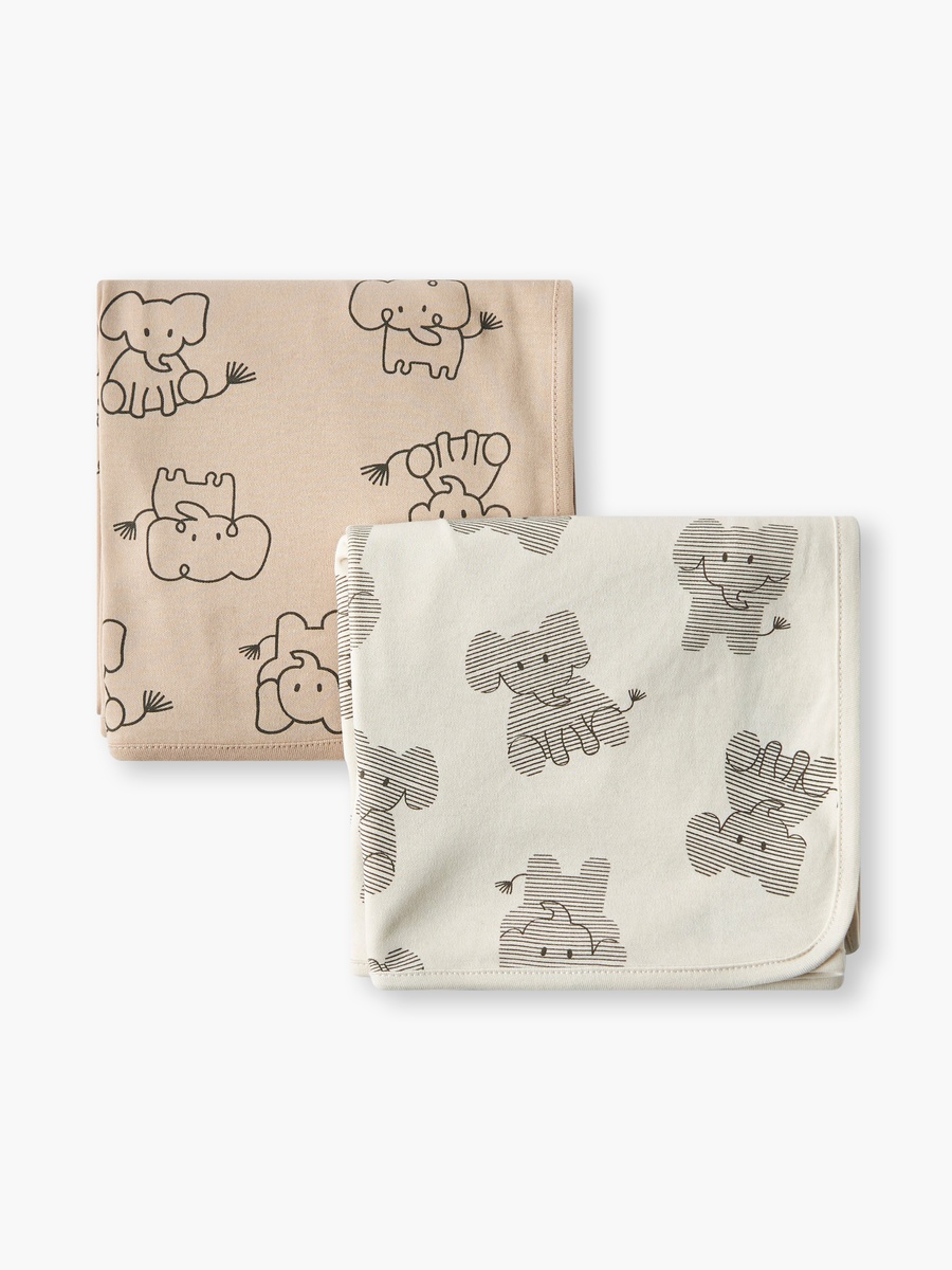 Pack of 2 Receiving Blanket with Elephant Print