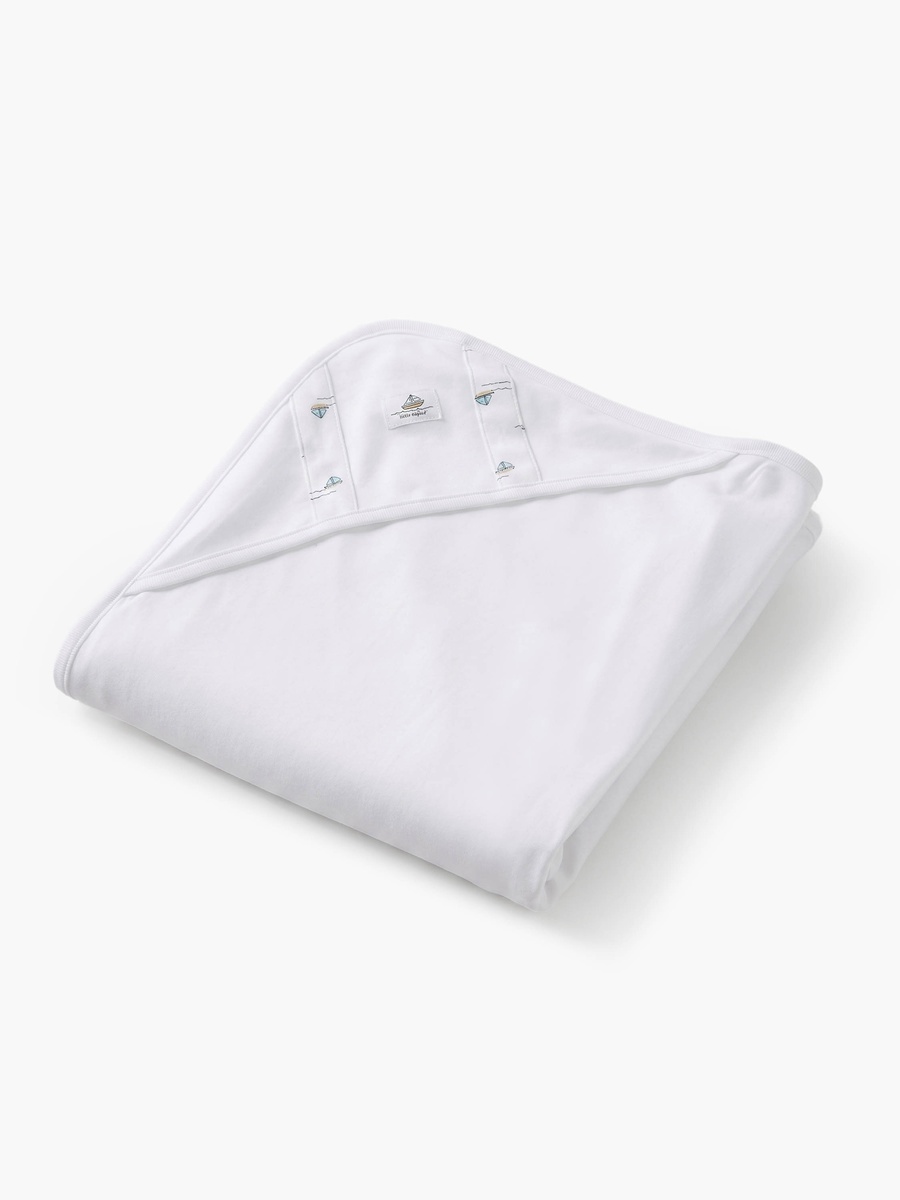 Sailboat Print Hooded Receiving Blanket