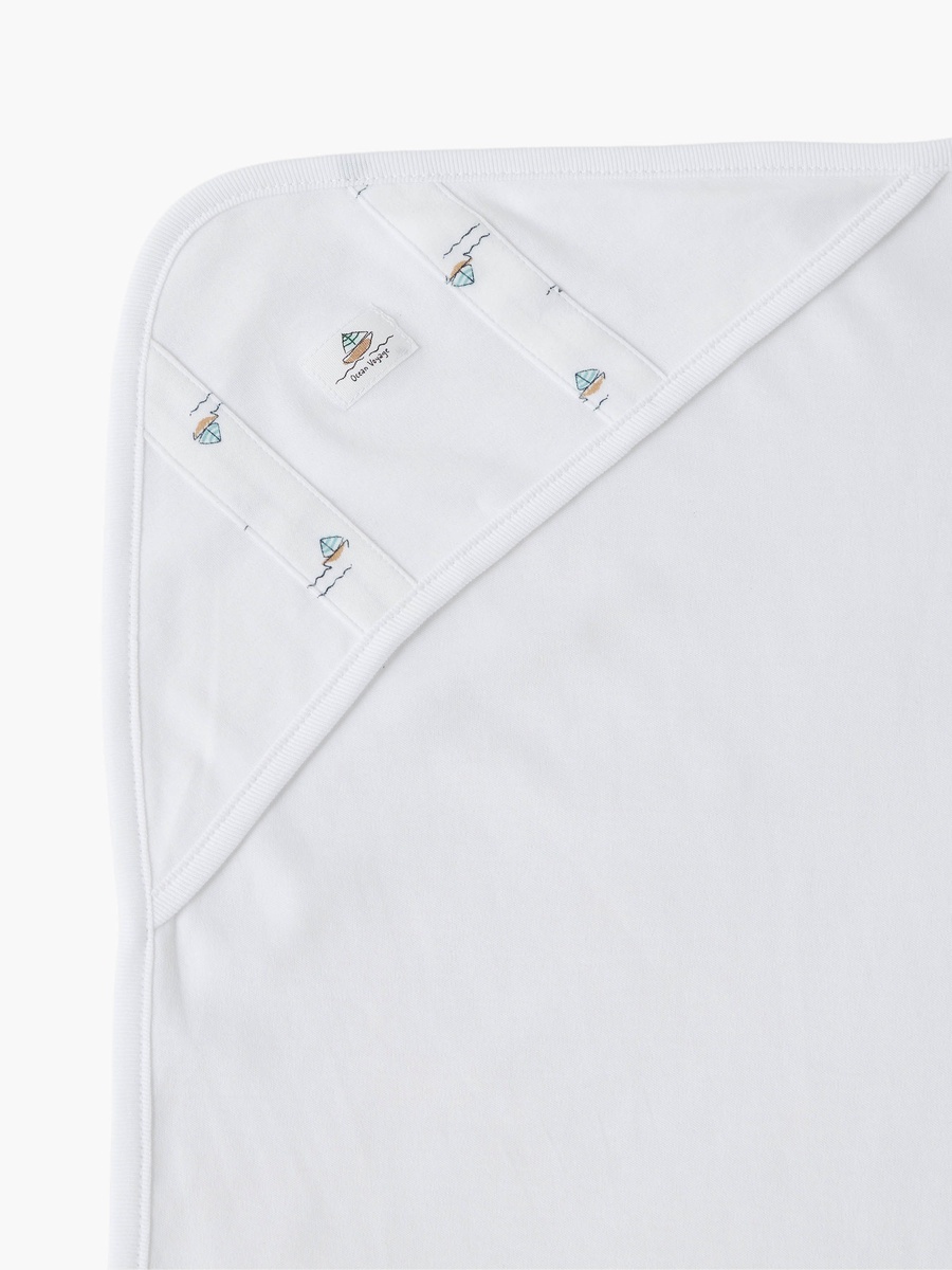 Sailboat Print Hooded Receiving Blanket