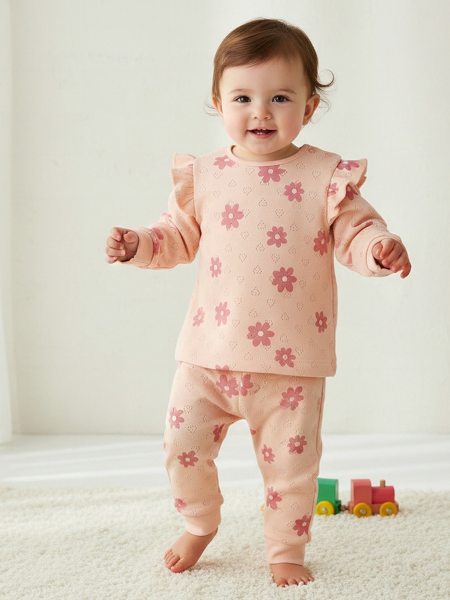 Cotton Long Sleeves Pyjama Set with Floral Print