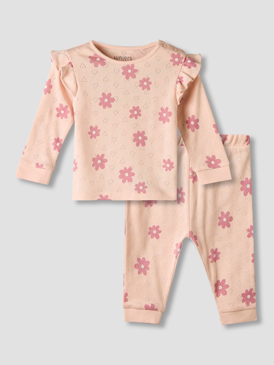 Cotton Long Sleeves Pyjama Set with Floral Print