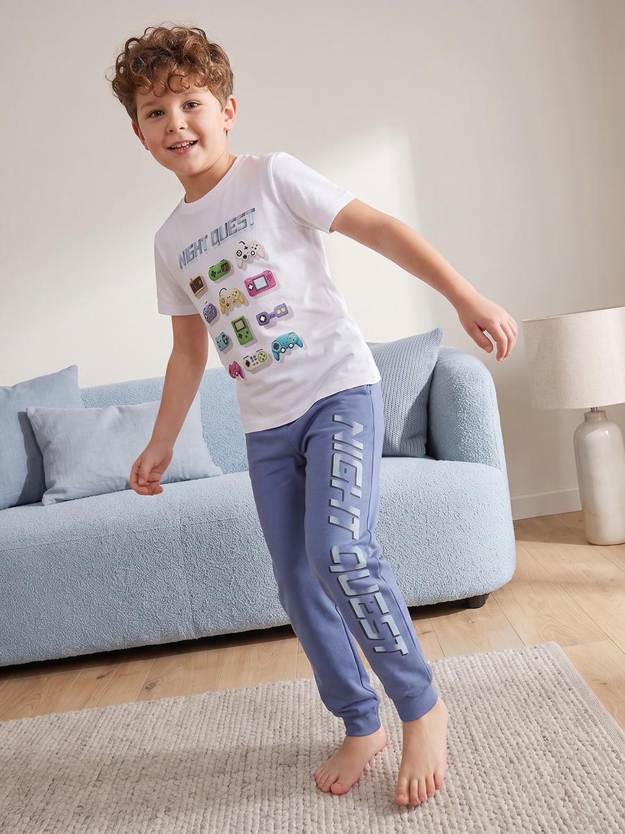 Pack of 3 Cotton Crew Neck Short Sleeves Pyjama Set with Gamer Print