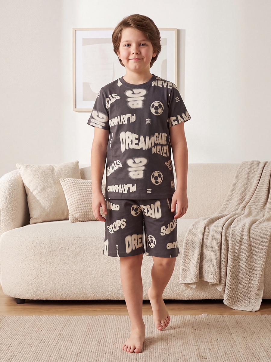 Pack of 3 Cotton Crew Neck Short Sleeves Pyjama Set with Gamer Print