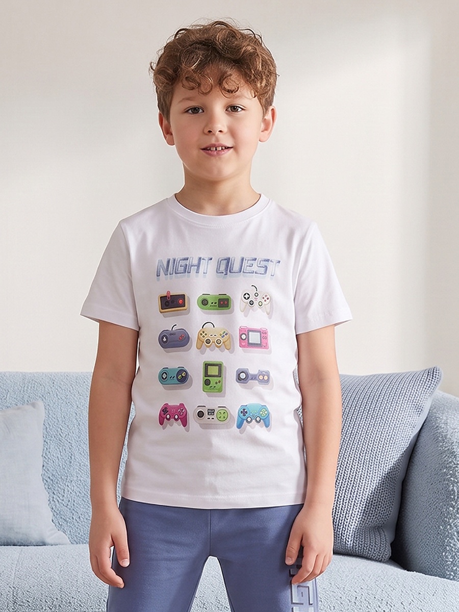 Pack of 3 Cotton Crew Neck Short Sleeves Pyjama Set with Gamer Print