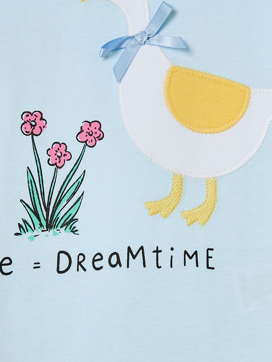 Cotton Crew Neck Long Sleeves Pyjama Set with Illustrative Print