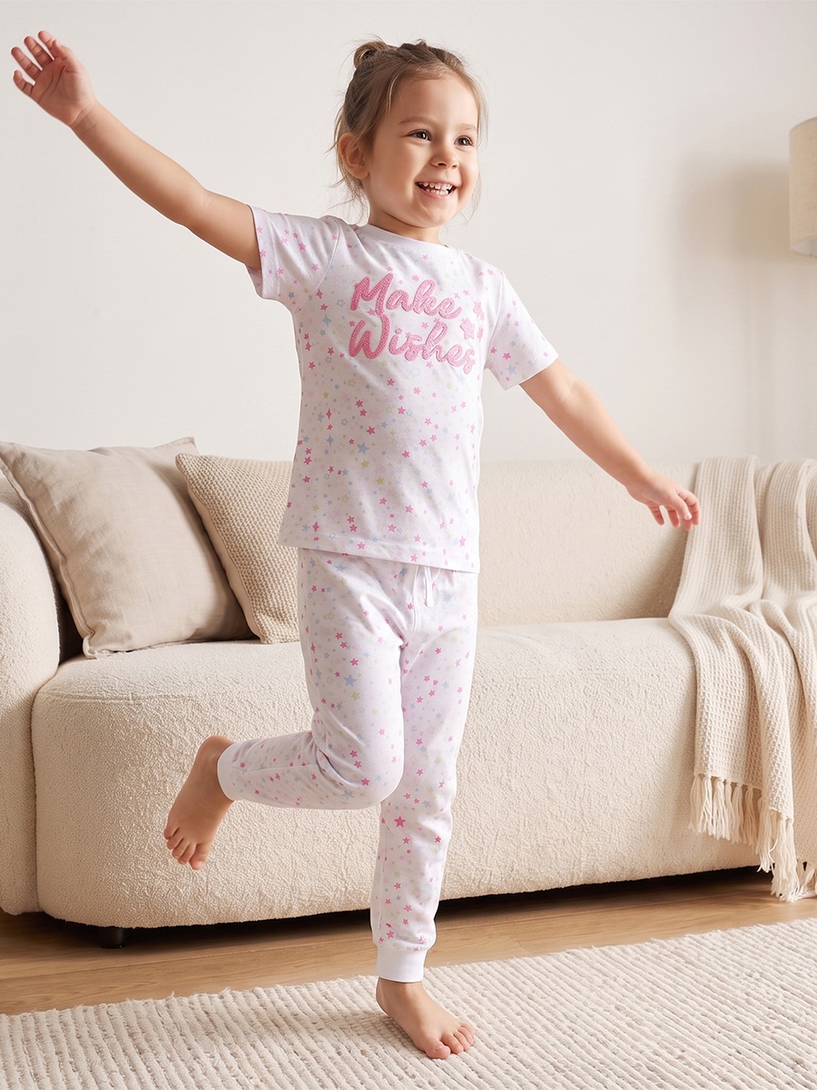 Pack of 2 Cotton Crew Neck Short Sleeves Pyjama Set with Assorted Print