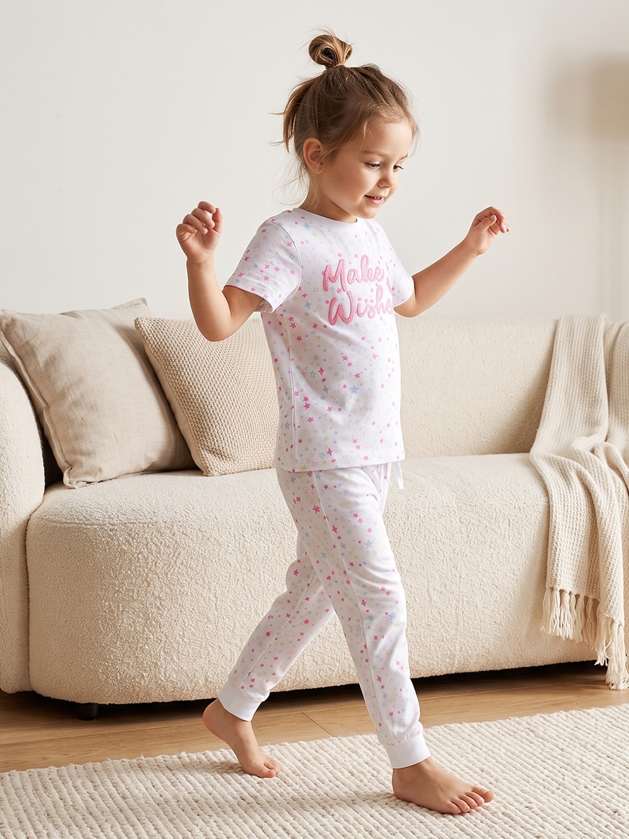 Pack of 2 Cotton Crew Neck Short Sleeves Pyjama Set with Assorted Print