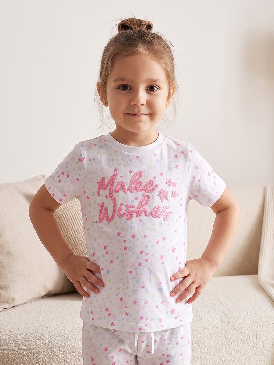Pack of 2 Cotton Crew Neck Short Sleeves Pyjama Set with Assorted Print