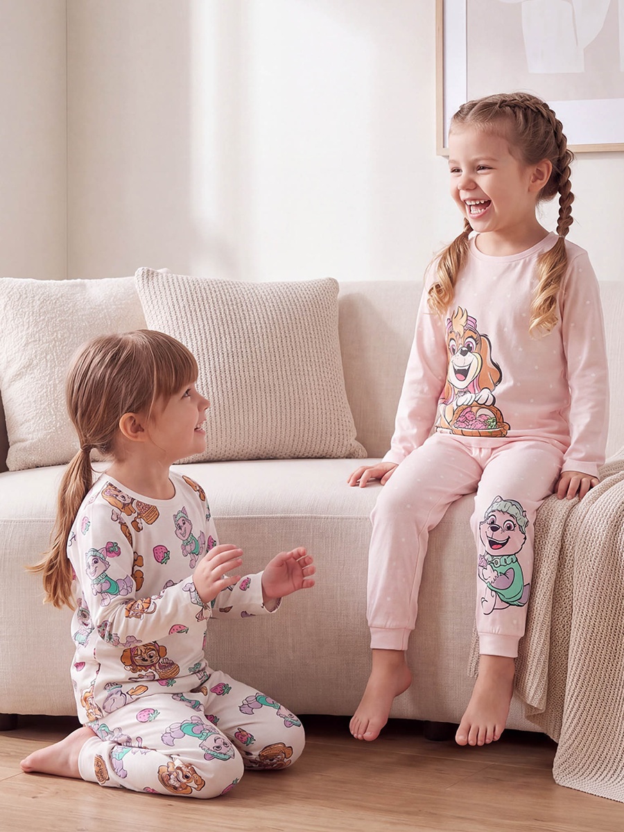 Pack of 2 Cotton Crew Neck Long Sleeves Pyjama Set with PAW Patrol Print