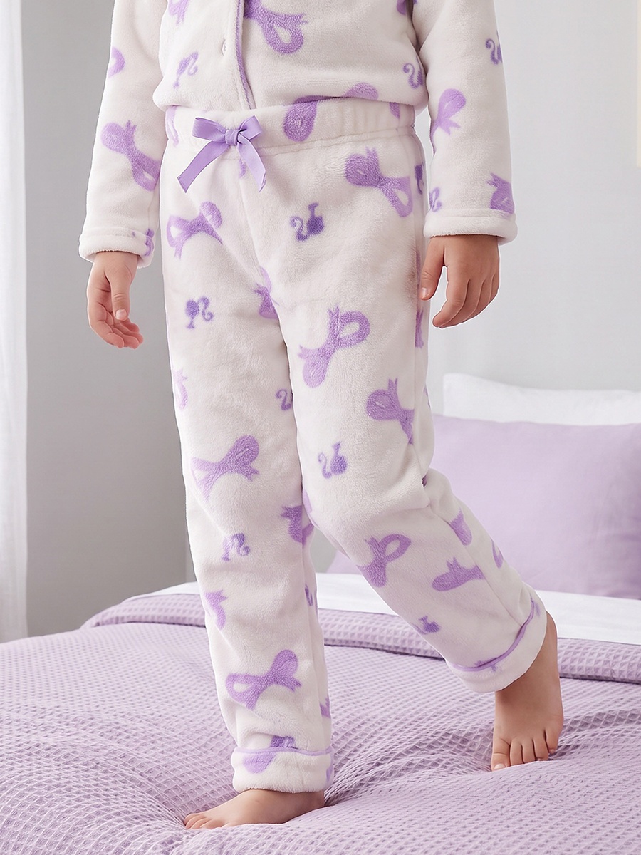 Collared Long Sleeves Pyjama Set with Barbie Print