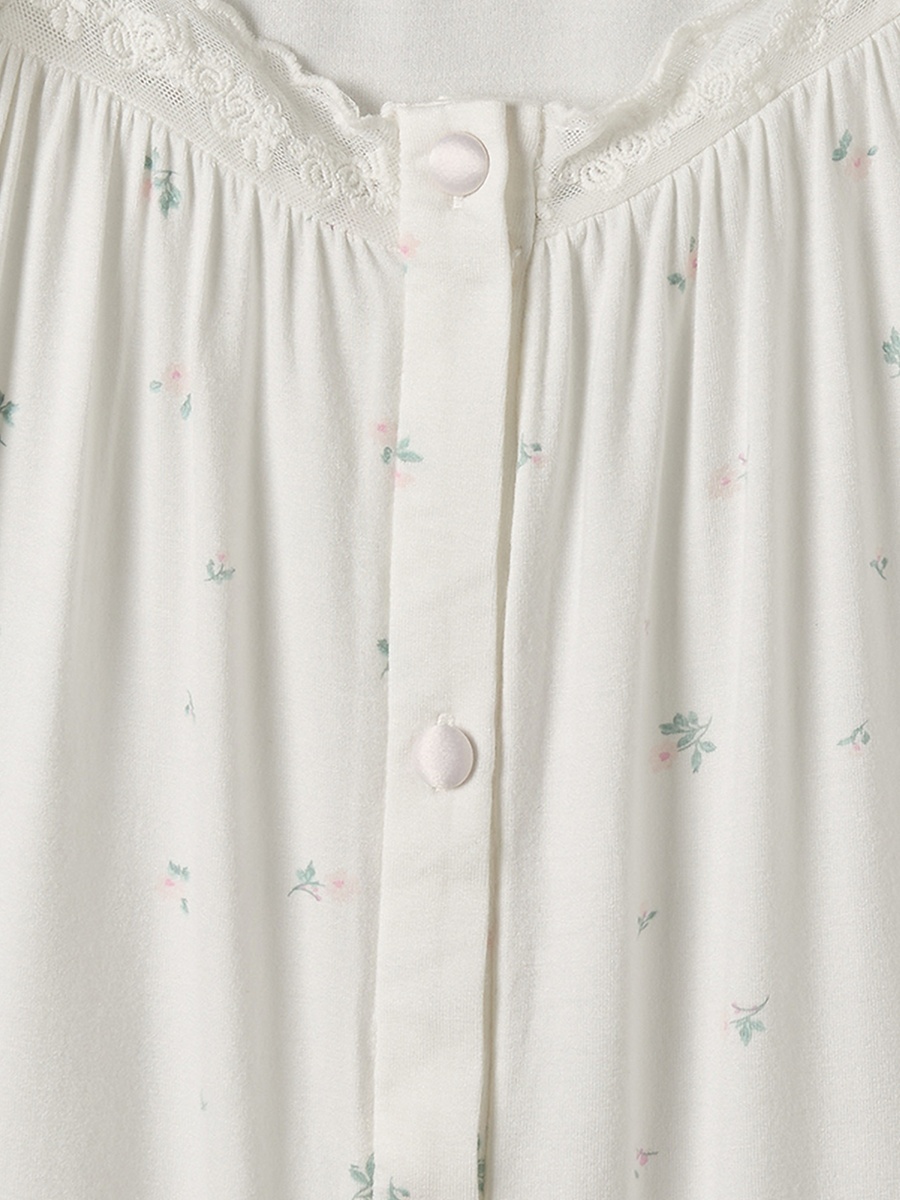 Cotton Round Neck Long Sleeves Pyjama Set with Floral Print