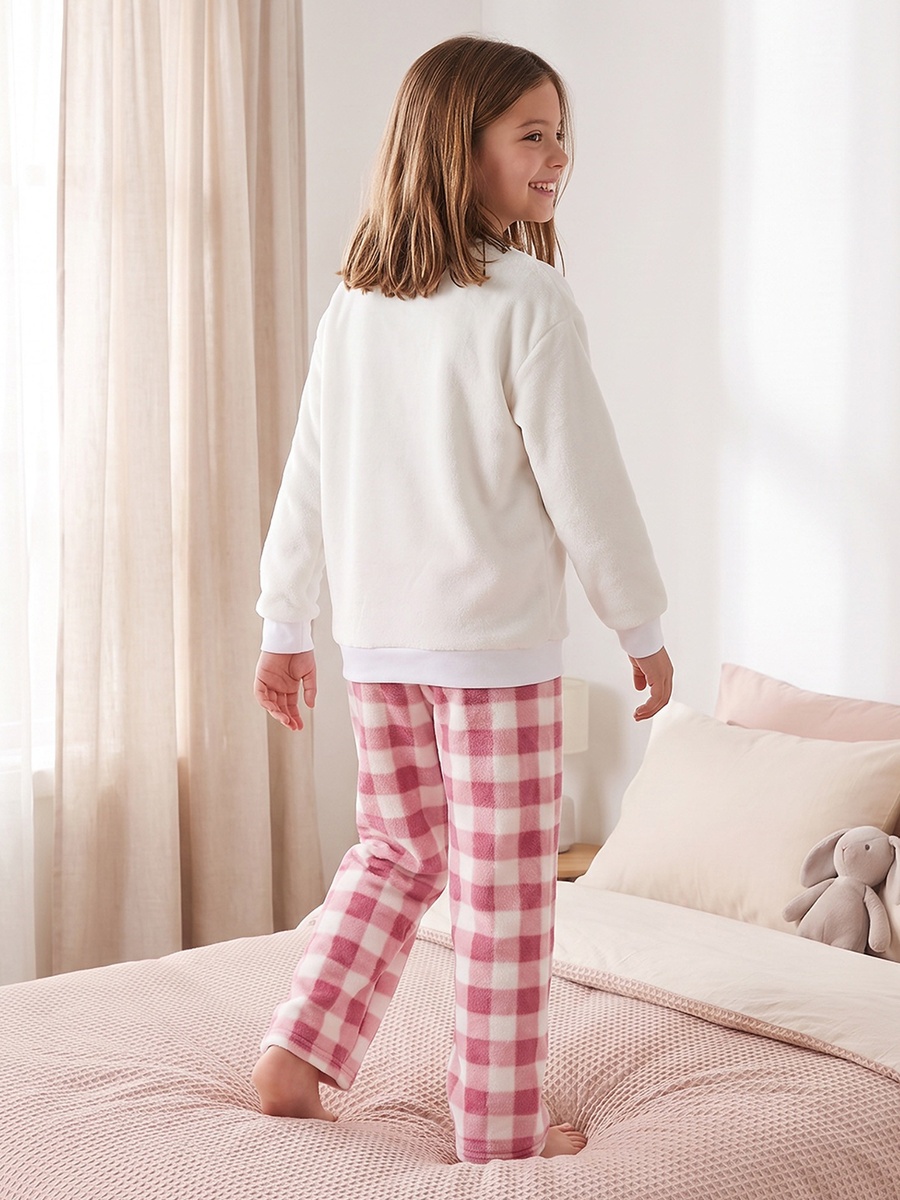 Crew Neck Long Sleeves Pyjama Set with Barbie Logo Embroidery