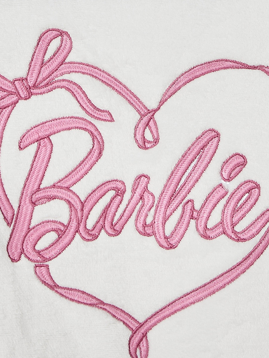 Crew Neck Long Sleeves Pyjama Set with Barbie Logo Embroidery