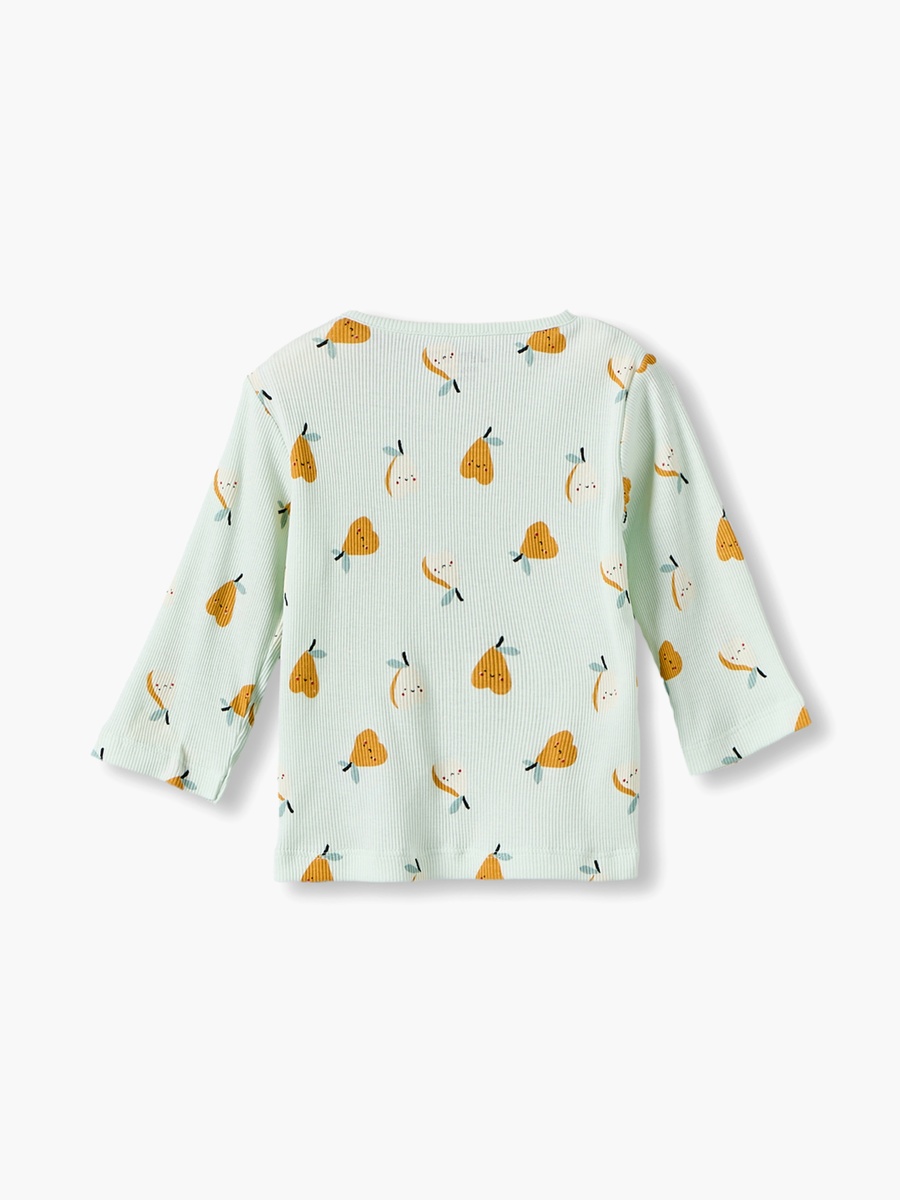 Cotton Crew Neck Long Sleeves Pyjama Set with Pear Print