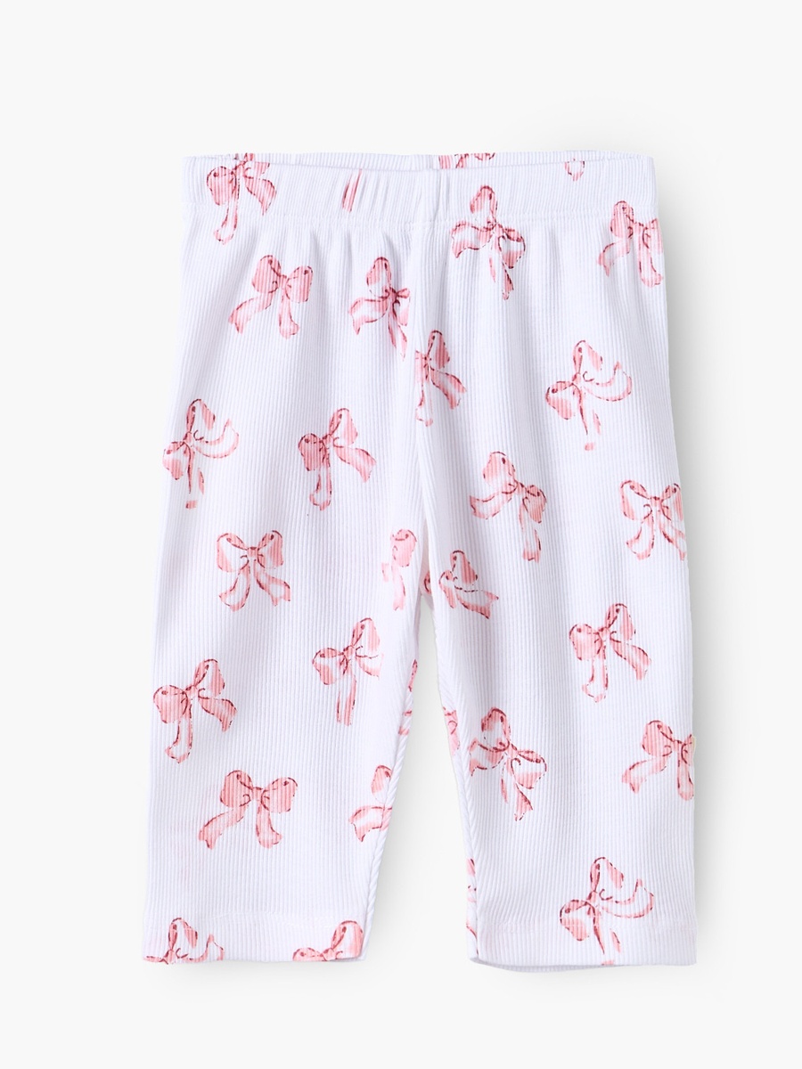 Crew Neck Long Sleeves Pyjama Set with Bow Print