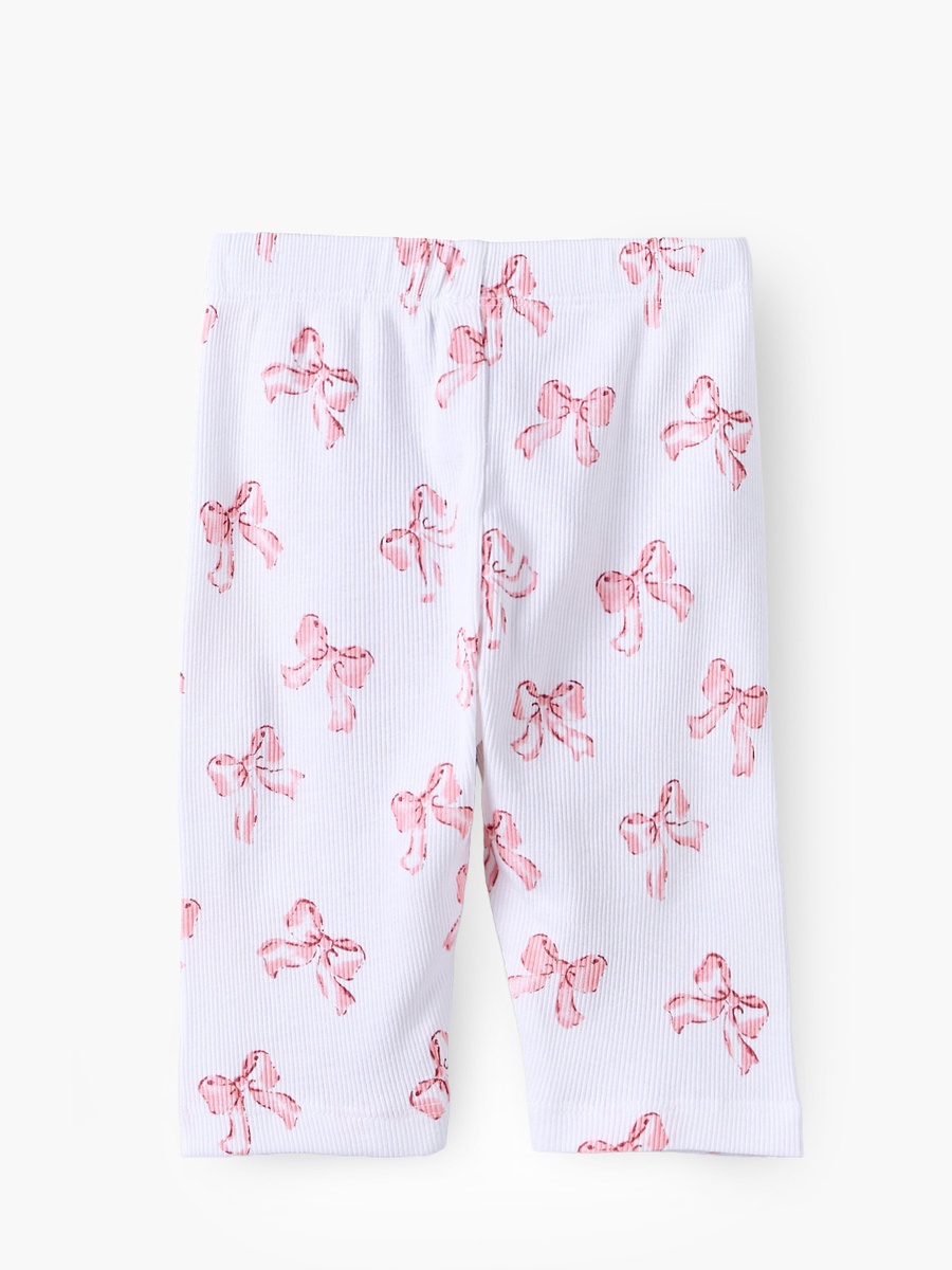 Crew Neck Long Sleeves Pyjama Set with Bow Print