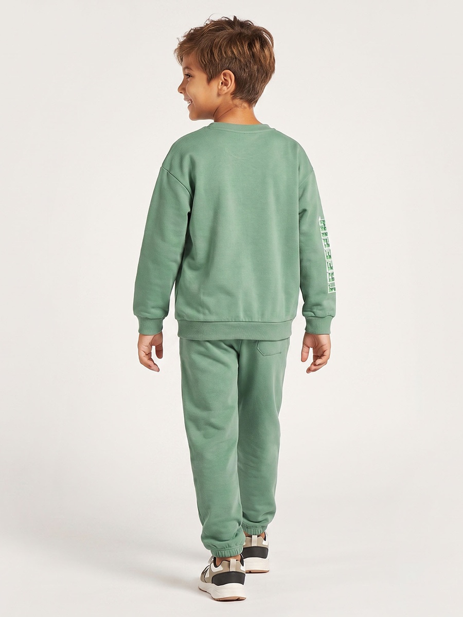 Crew Neck Long Sleeves Sweatshirt and Joggers Set with Graphic Print