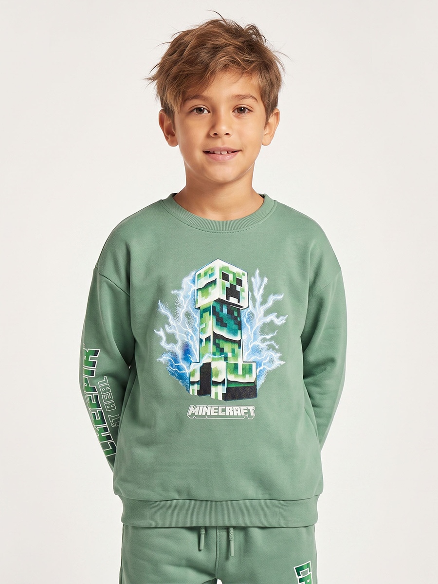 Crew Neck Long Sleeves Sweatshirt and Joggers Set with Graphic Print