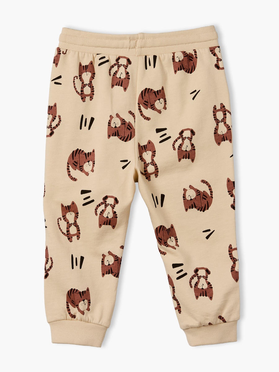 Round Neck Long Sleeves Sweatshirt and Joggers Set with Tiger Print