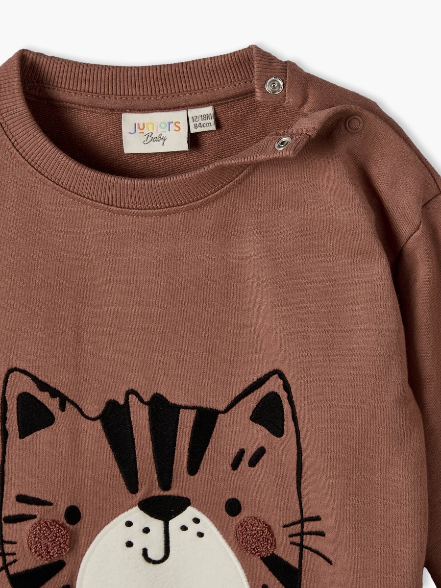 Round Neck Long Sleeves Sweatshirt and Joggers Set with Tiger Print