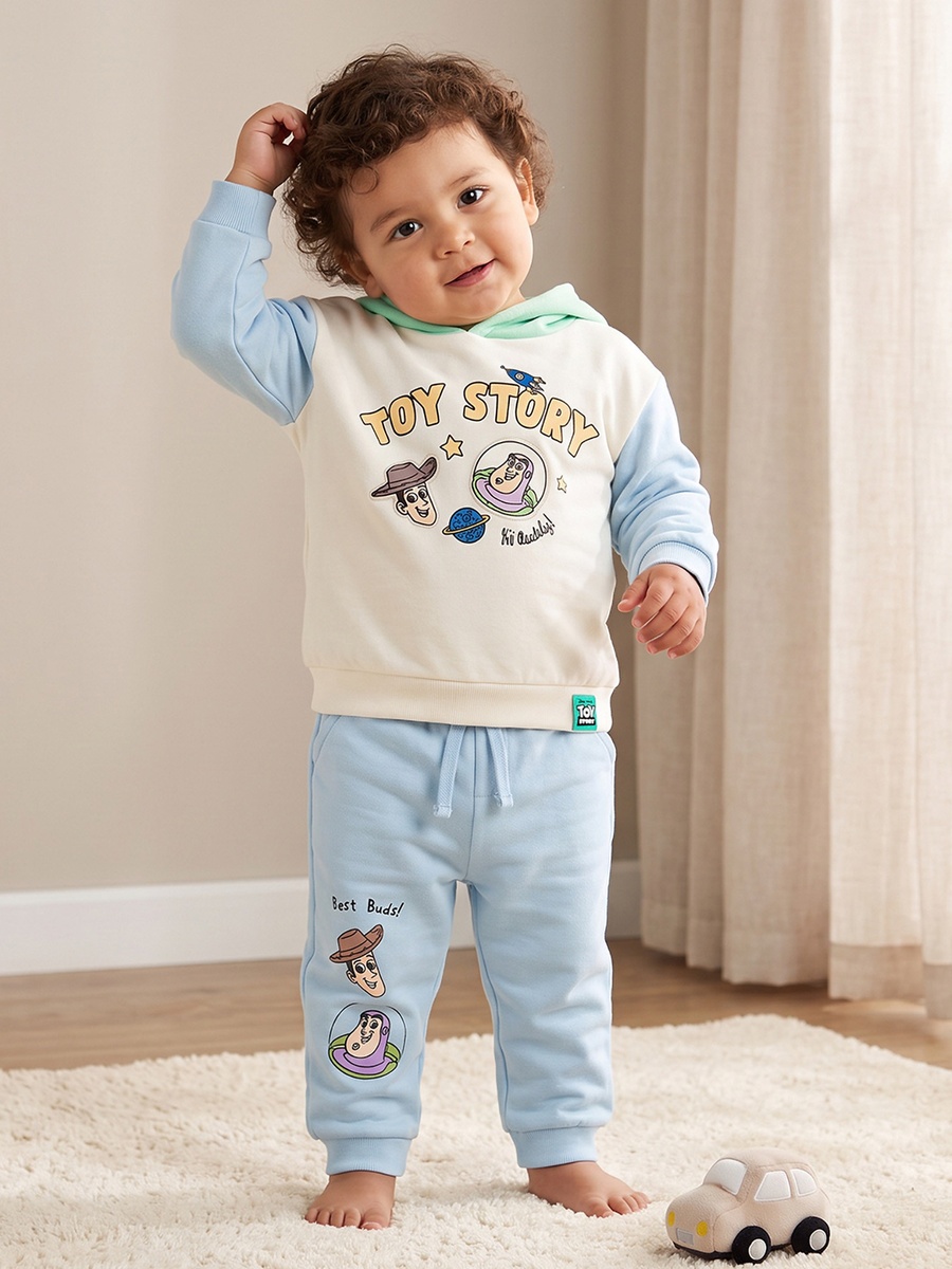 Hooded Long Sleeves Sweatshirt and Joggers Set with Toy Story Print