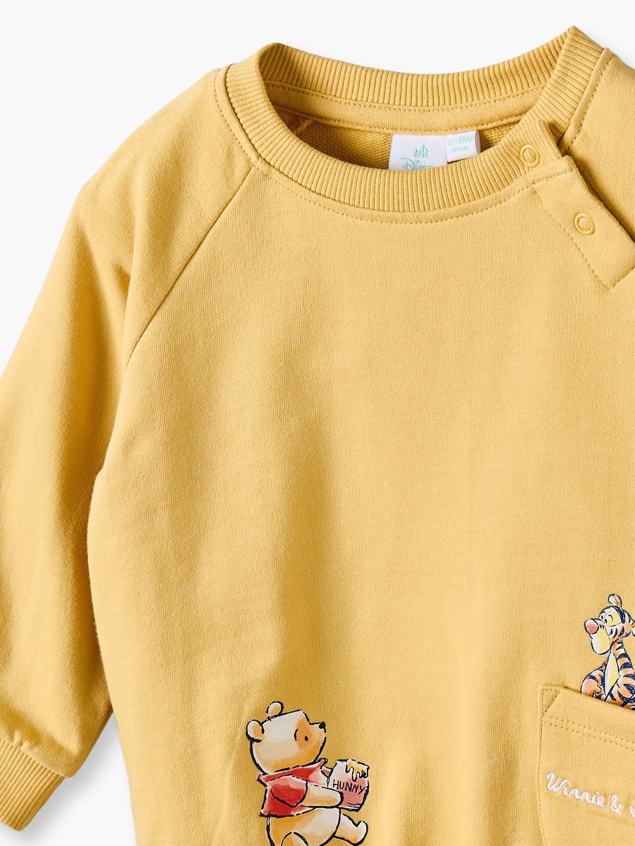 Crew Neck Long Sleeves Sweatshirt and Trousers Set with Winnie the Pooh Print
