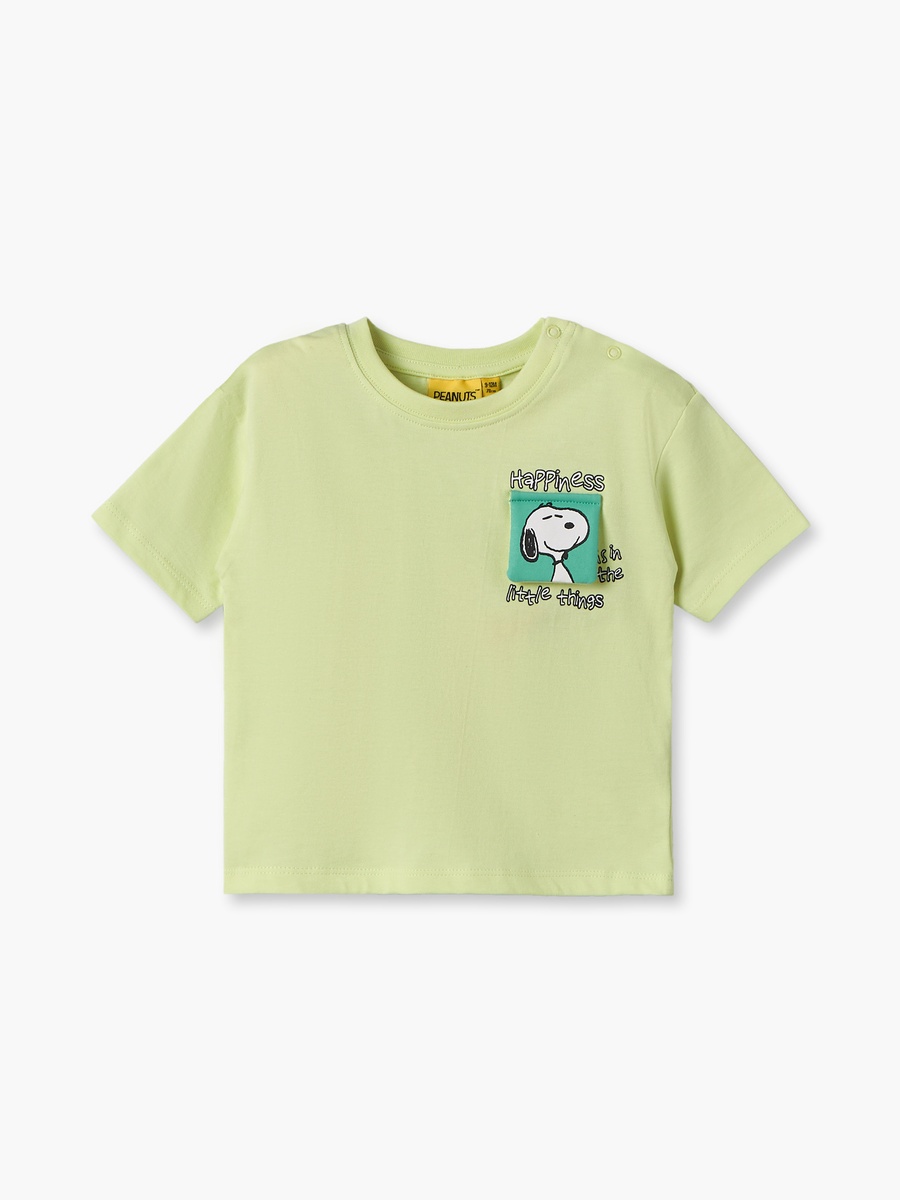 Crew Neck Short Sleeves T-Shirt and Shorts Set with Snoopy Print