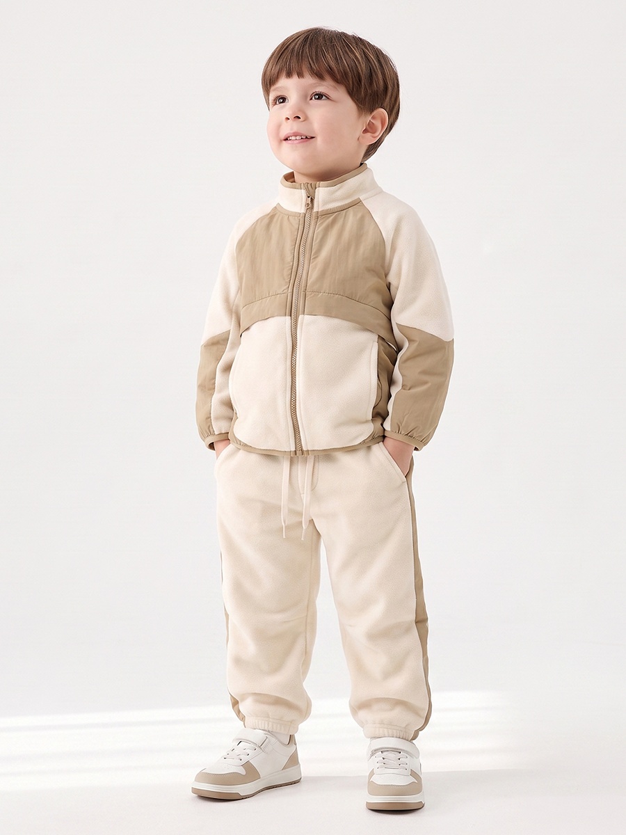 Hooded Long Sleeves Sweatshirt and Joggers Set with Colourblock Design