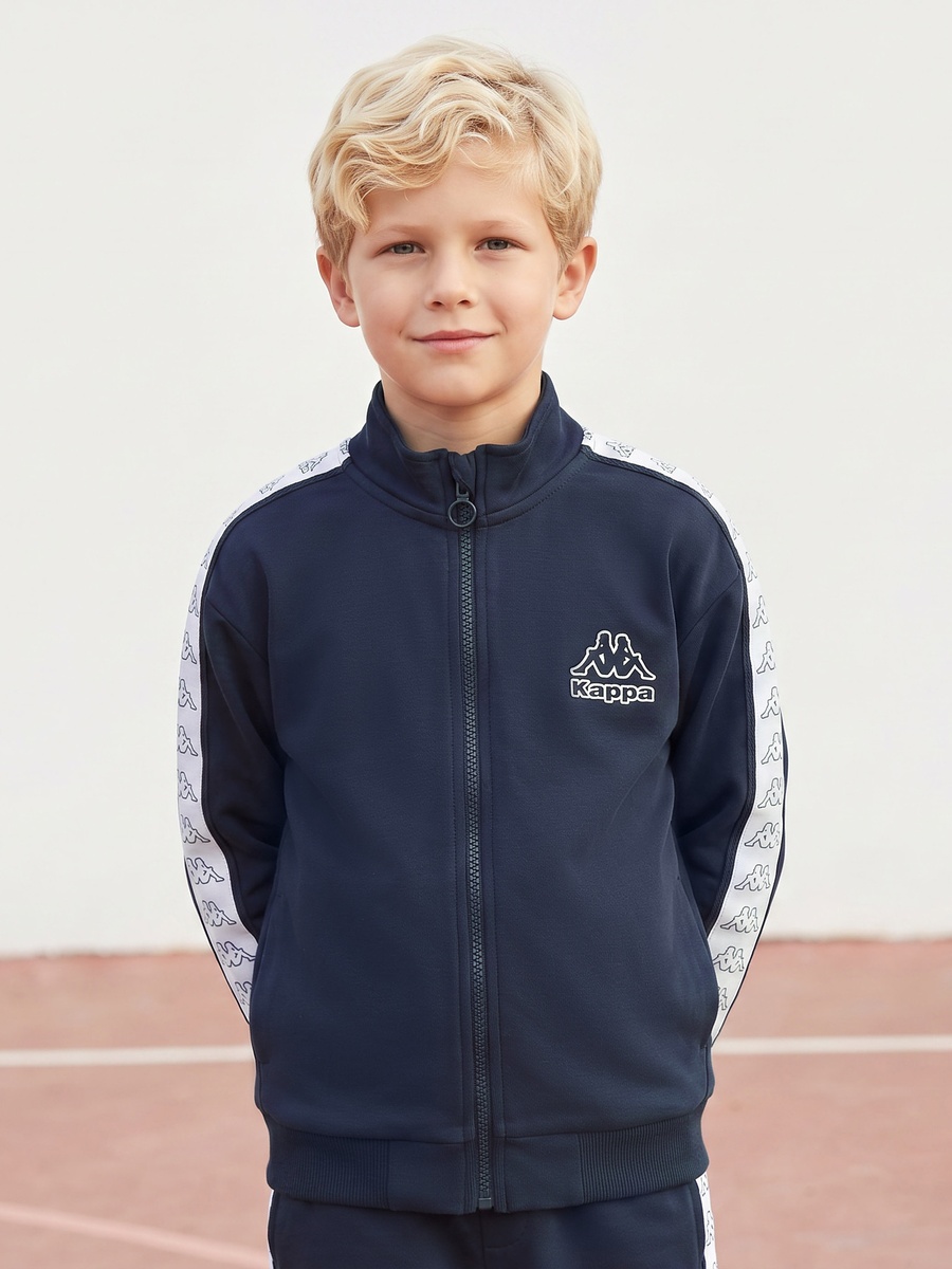 High Neck Long Sleeves Jacket and Track Pants Set with Taped Side Panel Detail