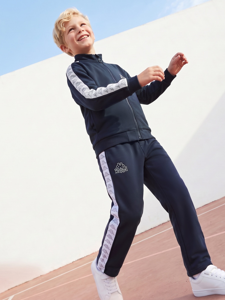 High Neck Long Sleeves Jacket and Track Pants Set with Taped Side Panel Detail