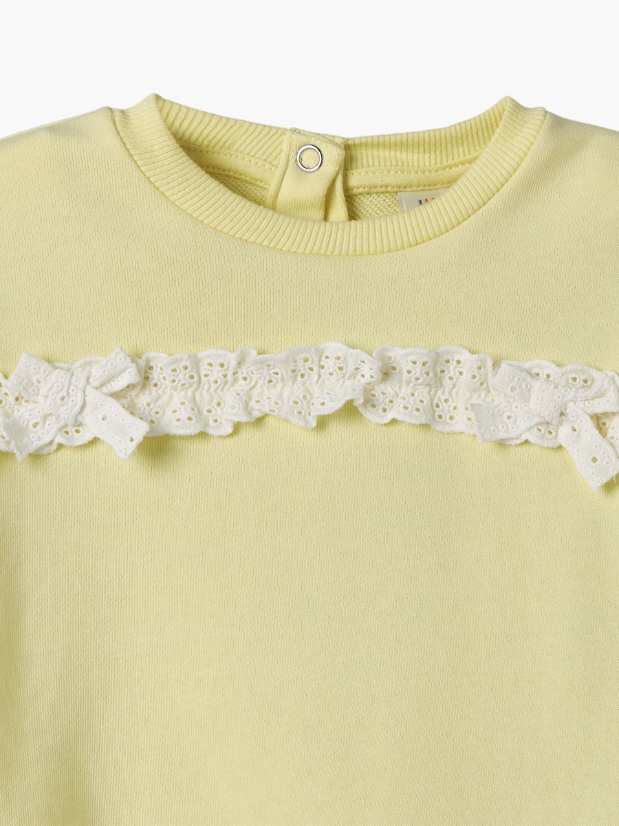 Crew Neck Long Sleeves Sweatshirt and Leggings Set with Lace Trim