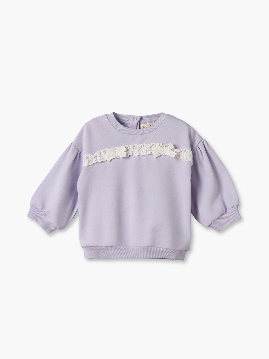Crew Neck Long Sleeves Sweatshirt and Leggings Set with Lace Trim