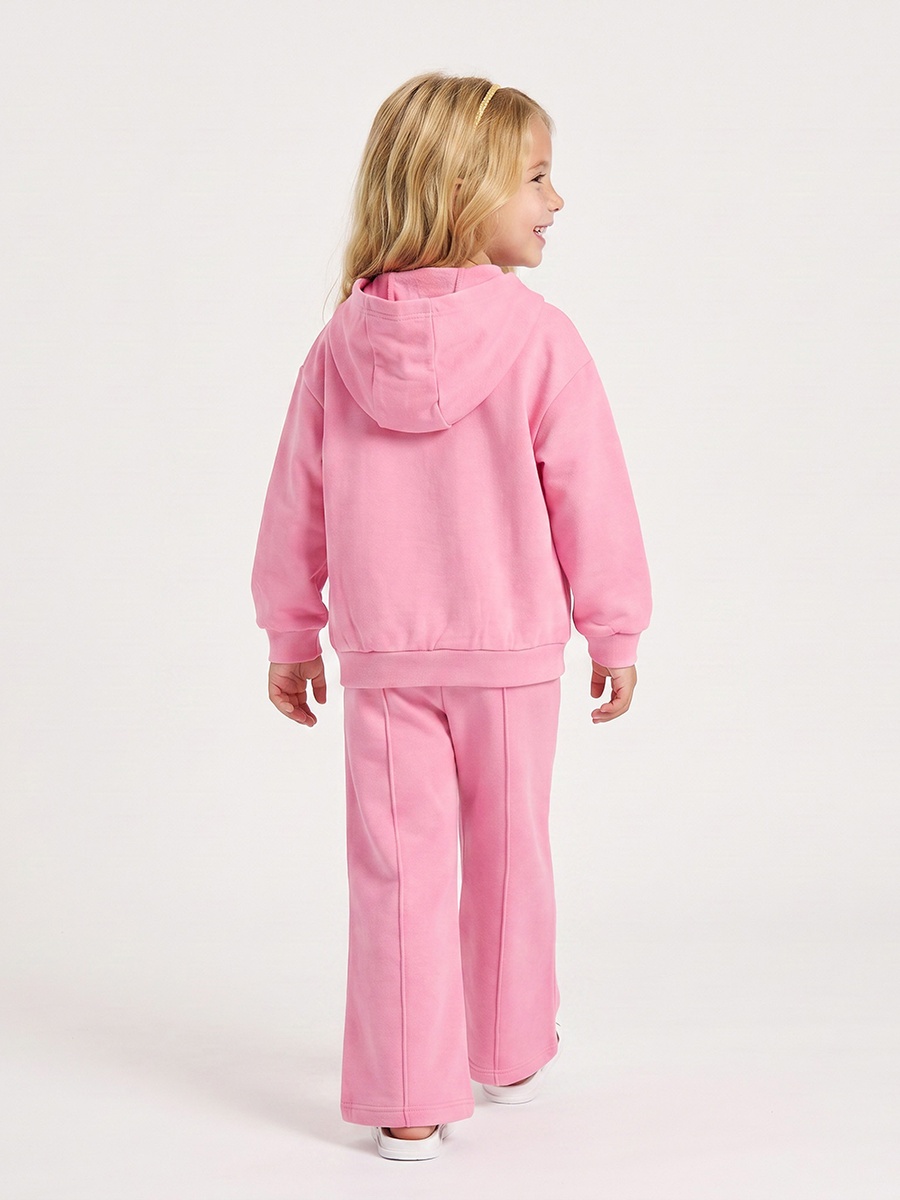 Long Sleeves Zip Through Hoodie and Trousers Set with Bow Print