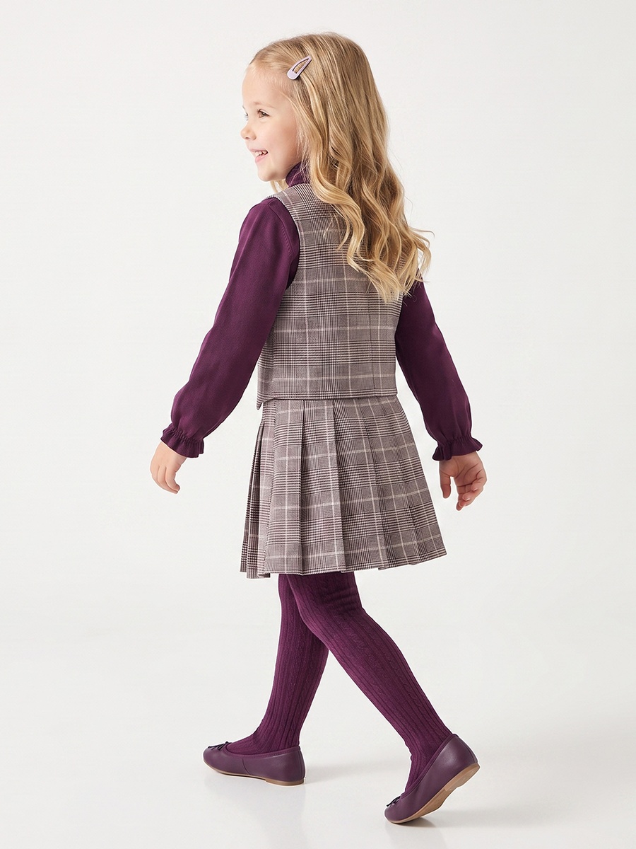 Turtle Neck Long Sleeves Jumper and Skirt Set with Waistcoat