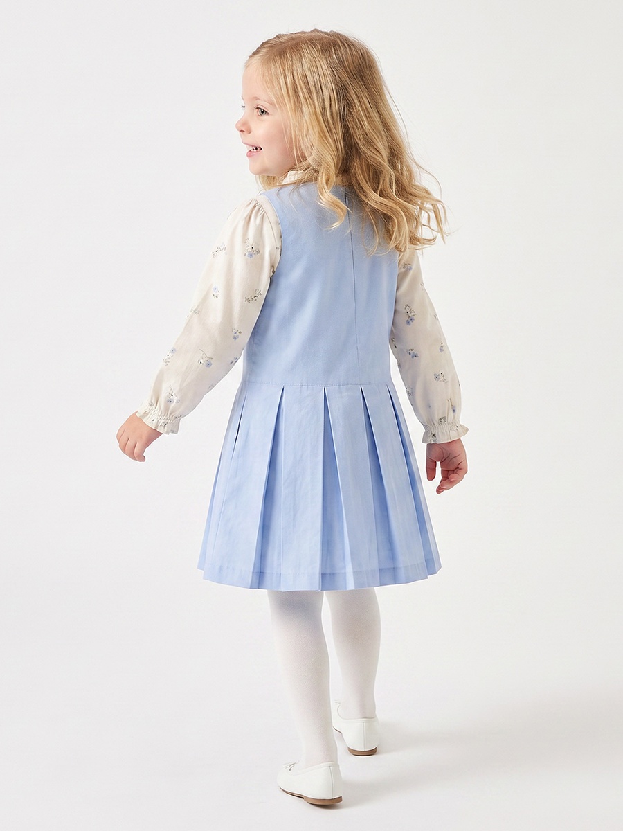 Round Neck Long Sleeves Top and Pinafore Set with Tights